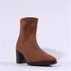 Miss Elastic Block Heel Ankle Boot - Cognac Stretch